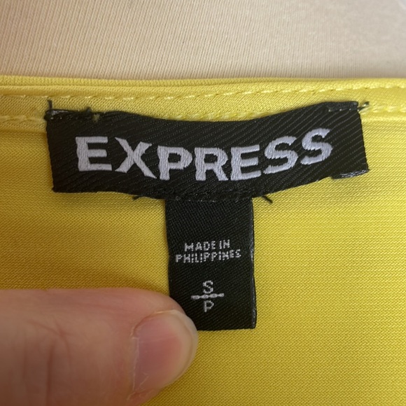 Express Yellow Short Sleeve Cold Shoulder Top w/Criss Cross Tie Sleeves - Size S - Picture 11 of 13